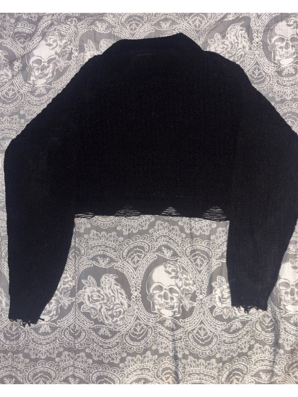 Almost Famous Black Flecked Knit Top with Logo Tag
